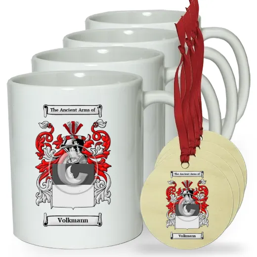 Volkmann Set of 4 Classic Mugs and Ornaments