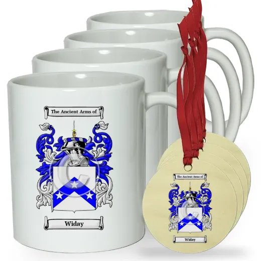 Widay Set of 4 Classic Mugs and Ornaments