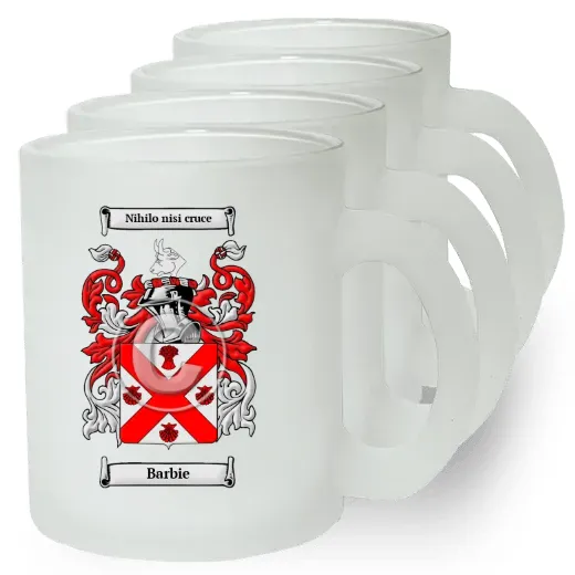 Barbie Set of 4 Frosted Glass Mugs