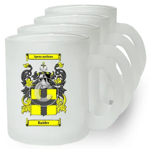 Raider Set of 4 Frosted Glass Mugs
