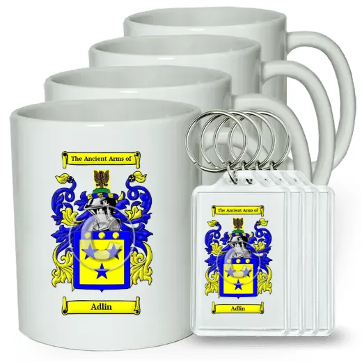 Adlin Set of 4 Coffee Mugs and Keychains
