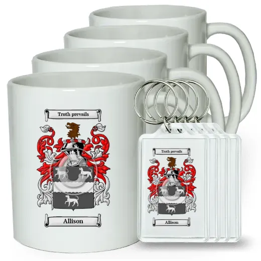 Allison Set of 4 Coffee Mugs and Keychains