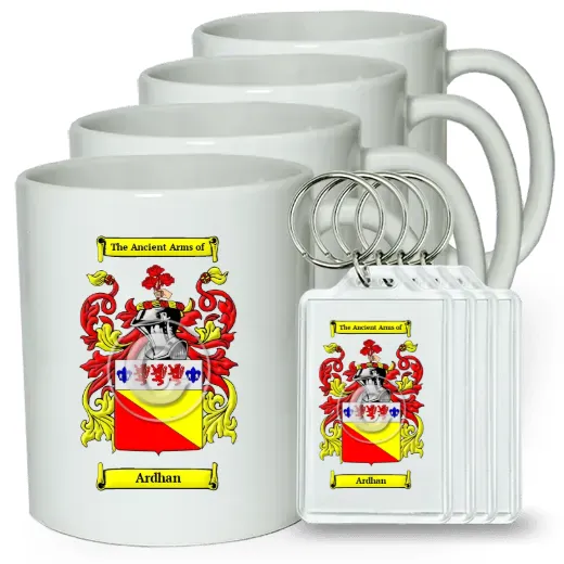 Ardhan Set of 4 Coffee Mugs and Keychains