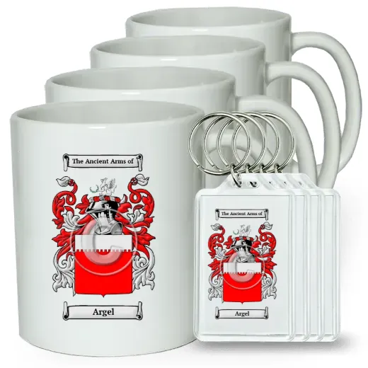 Argel Set of 4 Coffee Mugs and Keychains