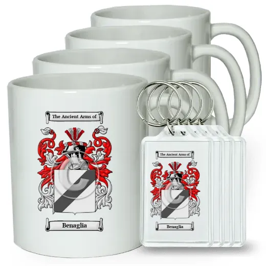 Benaglia Set of 4 Coffee Mugs and Keychains