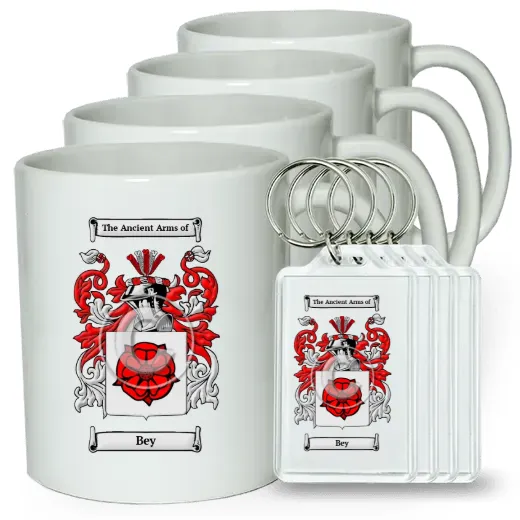 Bey Set of 4 Coffee Mugs and Keychains