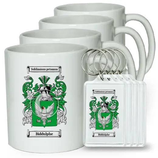 Biddulphe Set of 4 Coffee Mugs and Keychains