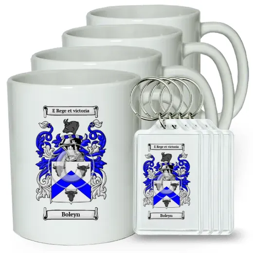 Boleyn Set of 4 Coffee Mugs and Keychains