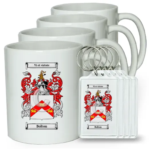 Bolton Set of 4 Coffee Mugs and Keychains