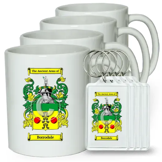 Borrodale Set of 4 Coffee Mugs and Keychains