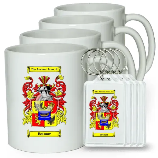 Botmar Set of 4 Coffee Mugs and Keychains