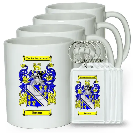 Boyant Set of 4 Coffee Mugs and Keychains