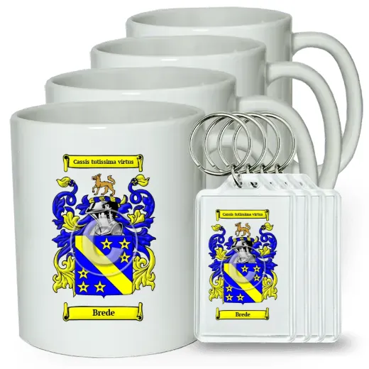 Brede Set of 4 Coffee Mugs and Keychains