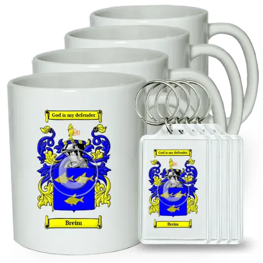 Breim Set of 4 Coffee Mugs and Keychains