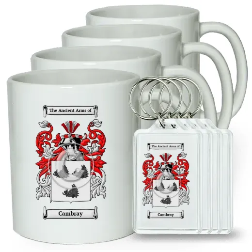 Cambray Set of 4 Coffee Mugs and Keychains