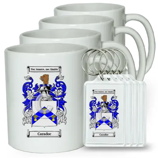 Caradoc Set of 4 Coffee Mugs and Keychains