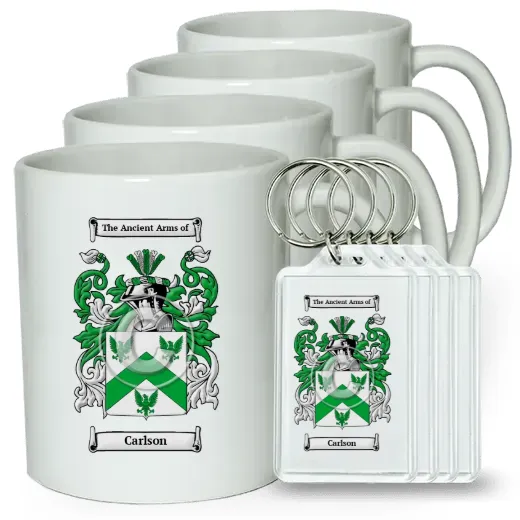 Carlson Set of 4 Coffee Mugs and Keychains