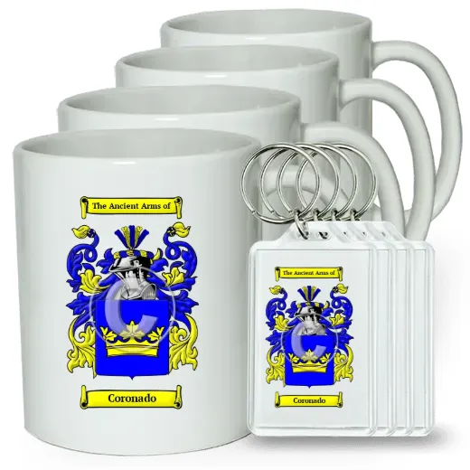 Coronado Set of 4 Coffee Mugs and Keychains