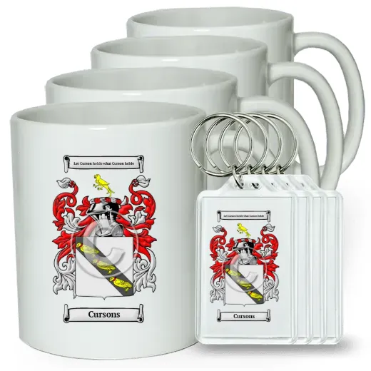 Cursons Set of 4 Coffee Mugs and Keychains