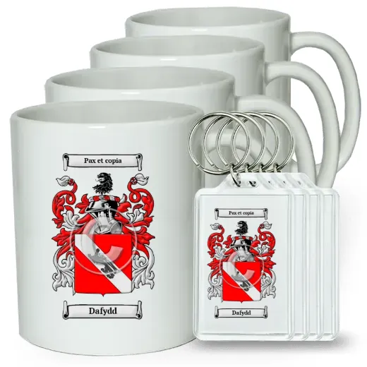 Dafydd Set of 4 Coffee Mugs and Keychains
