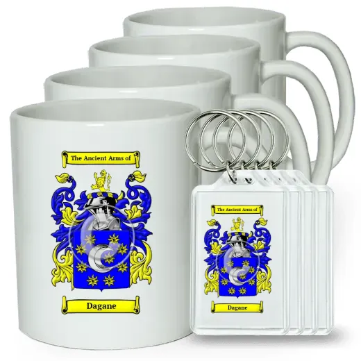 Dagane Set of 4 Coffee Mugs and Keychains