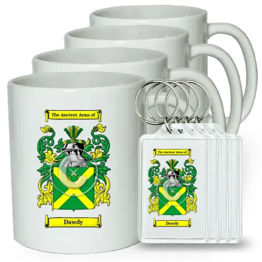 Dawdy Set of 4 Coffee Mugs and Keychains