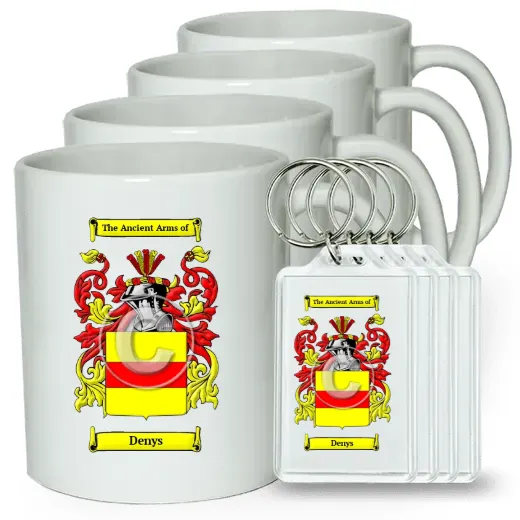 Denys Set of 4 Coffee Mugs and Keychains
