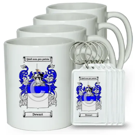 Dewart Set of 4 Coffee Mugs and Keychains