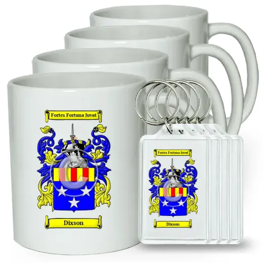 Dixson Set of 4 Coffee Mugs and Keychains