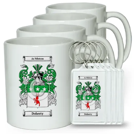Doherty Set of 4 Coffee Mugs and Keychains