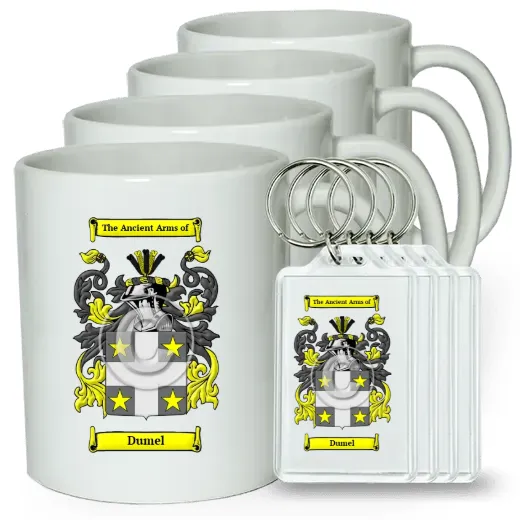 Dumel Set of 4 Coffee Mugs and Keychains