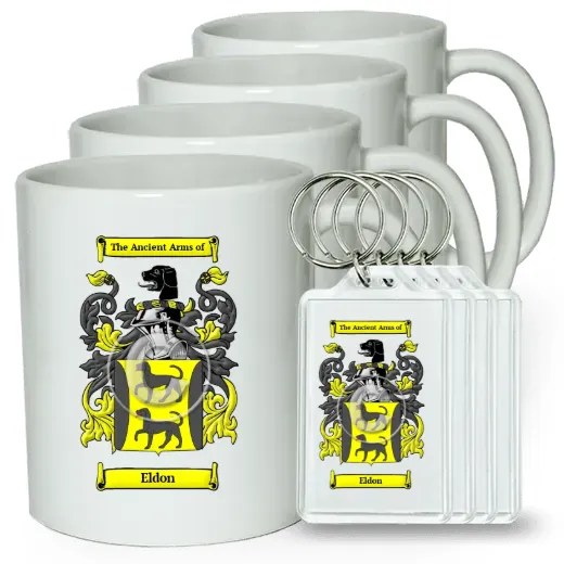 Eldon Set of 4 Coffee Mugs and Keychains