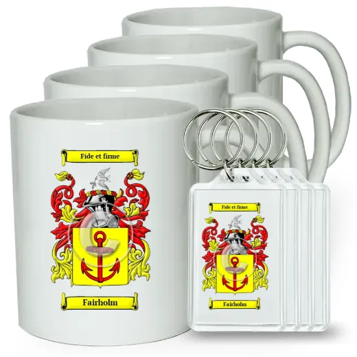 Fairholm Set of 4 Coffee Mugs and Keychains