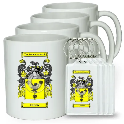 Farlow Set of 4 Coffee Mugs and Keychains