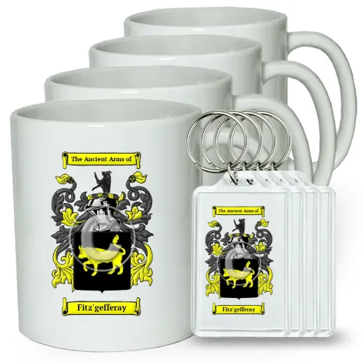 Fitz'gefferay Set of 4 Coffee Mugs and Keychains