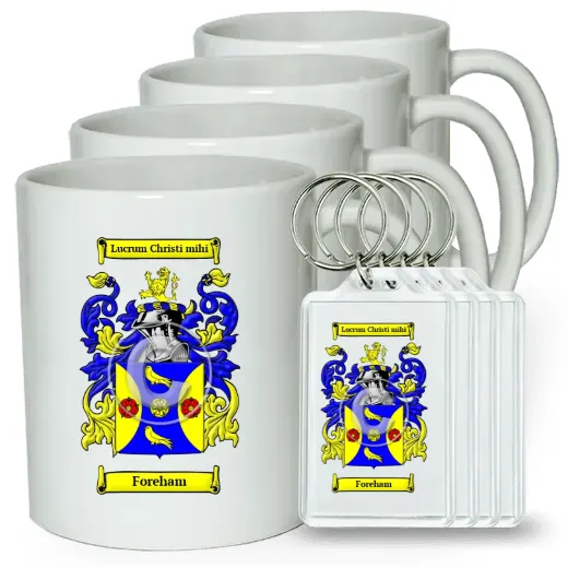 Foreham Set of 4 Coffee Mugs and Keychains