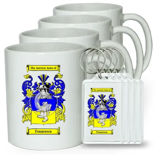 Francesca Set of 4 Coffee Mugs and Keychains