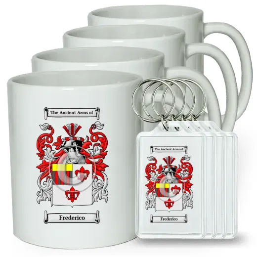 Frederico Set of 4 Coffee Mugs and Keychains