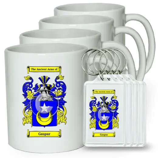 Gaspar Set of 4 Coffee Mugs and Keychains