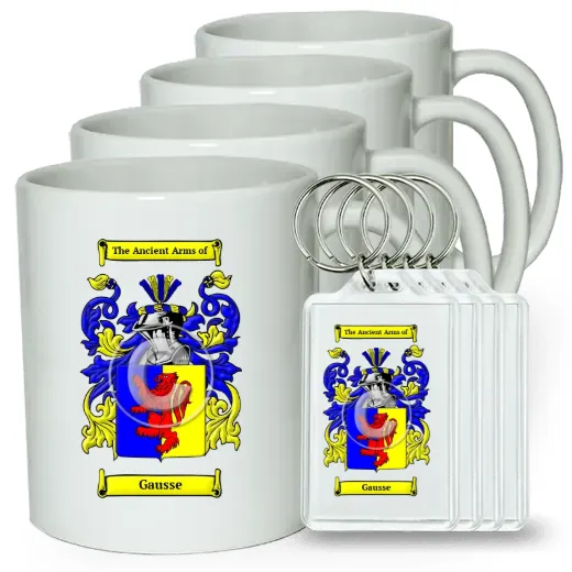 Gausse Set of 4 Coffee Mugs and Keychains