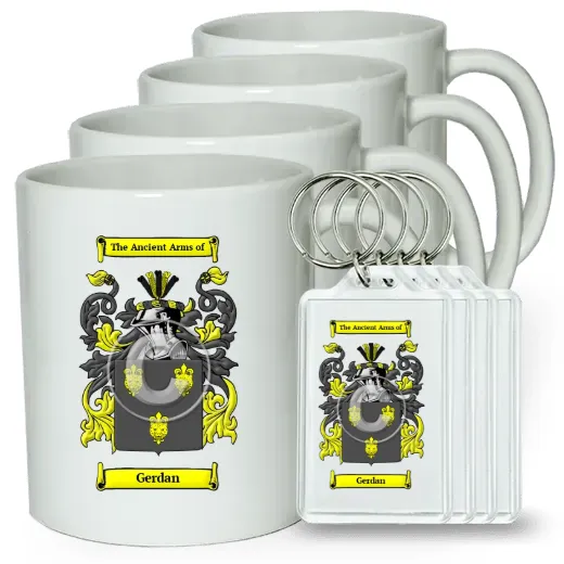 Gerdan Set of 4 Coffee Mugs and Keychains
