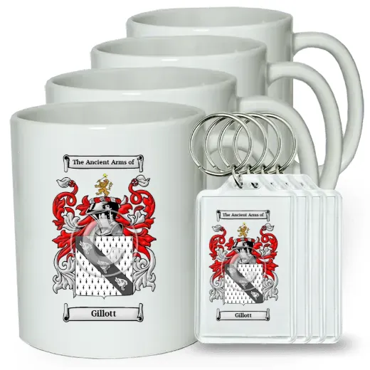 Gillott Set of 4 Coffee Mugs and Keychains