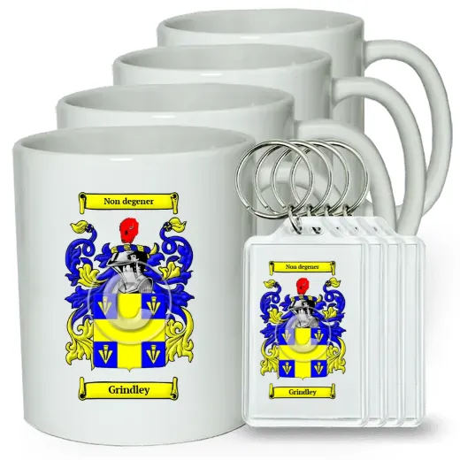 Grindley Set of 4 Coffee Mugs and Keychains