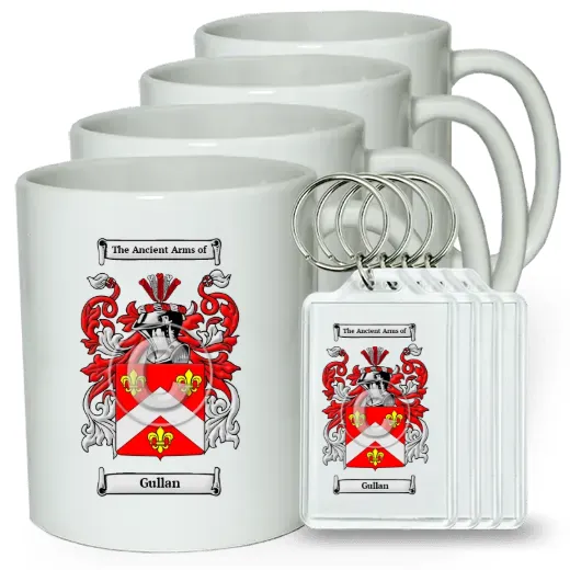 Gullan Set of 4 Coffee Mugs and Keychains