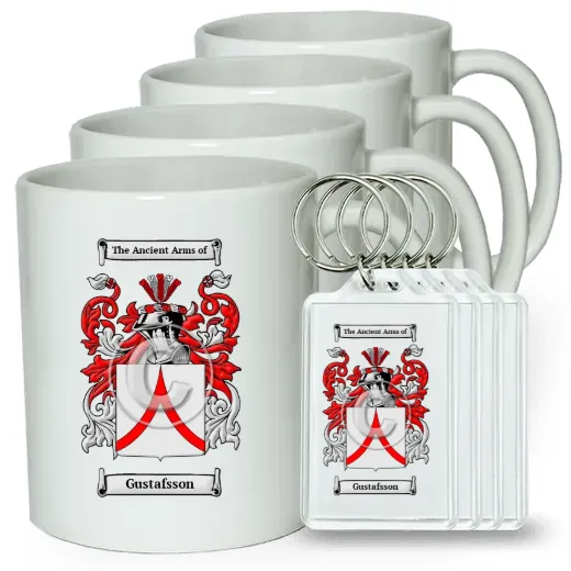 Gustafsson Set of 4 Coffee Mugs and Keychains