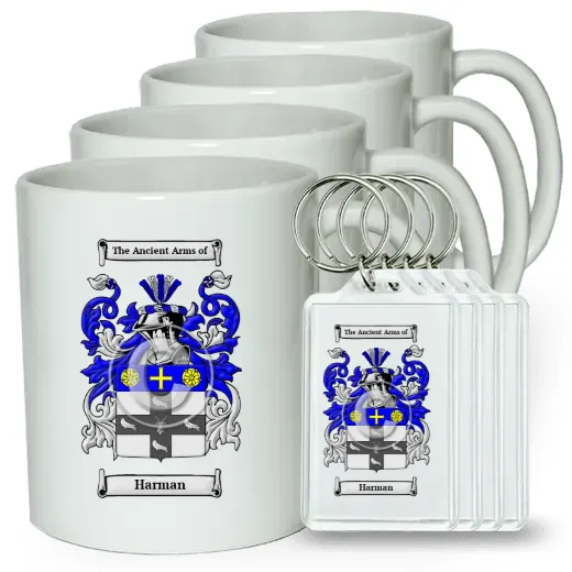 Harman Set of 4 Coffee Mugs and Keychains