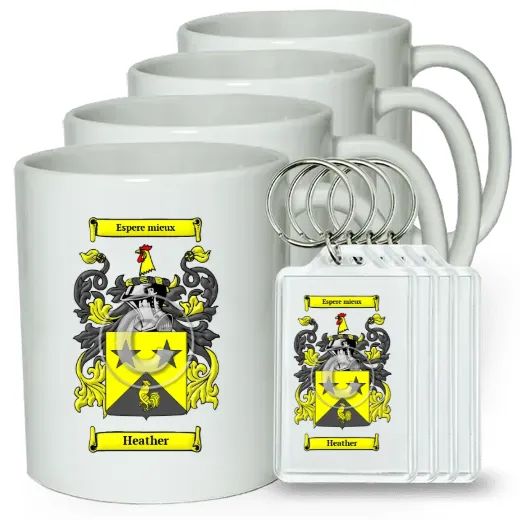 Heather Set of 4 Coffee Mugs and Keychains