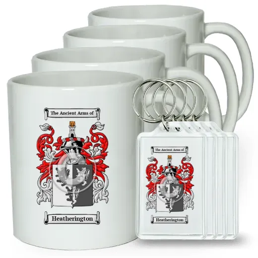 Heatherington Set of 4 Coffee Mugs and Keychains