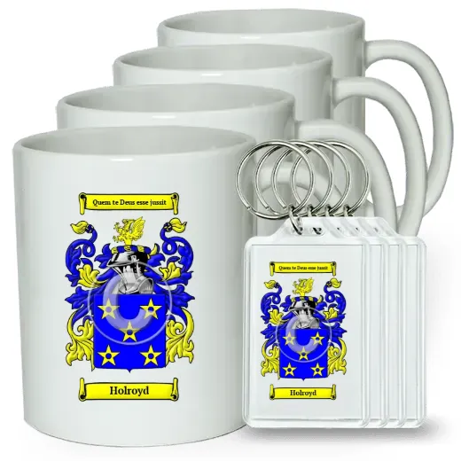 Holroyd Set of 4 Coffee Mugs and Keychains