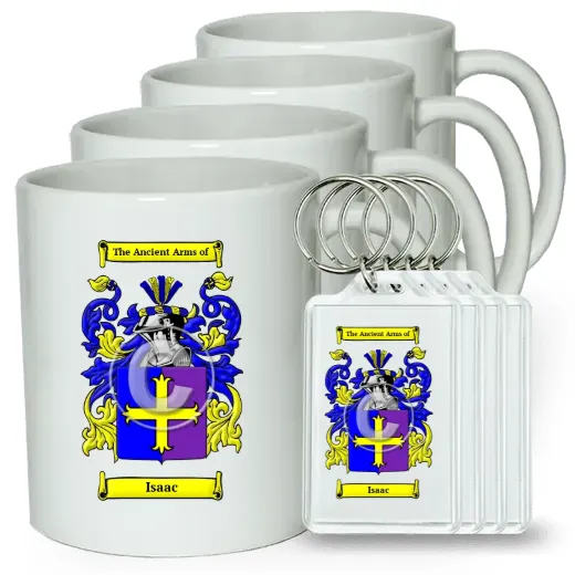 Isaac Set of 4 Coffee Mugs and Keychains
